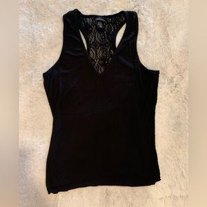 Moda International Top with Lacy Semi-Sheer  Back!  Size L